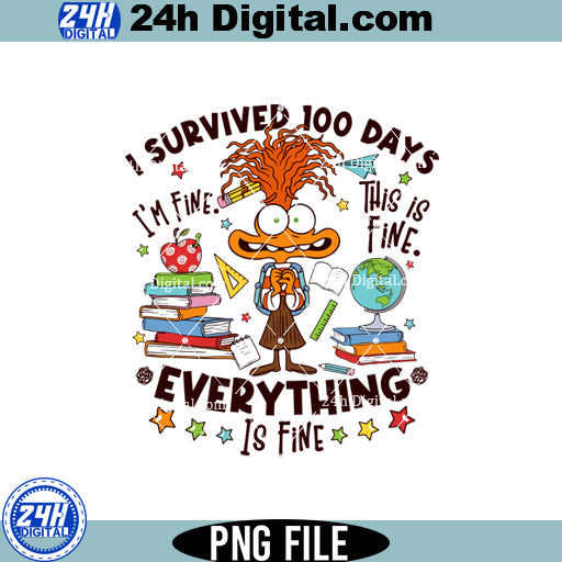 I Survived 100 Days Of School Png Files for Instant Download