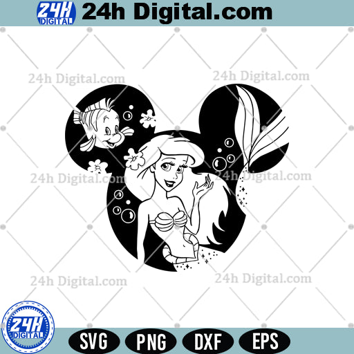 Disney Ariel Mermaid SVG, Princess Svg for Cricut & Silhouette