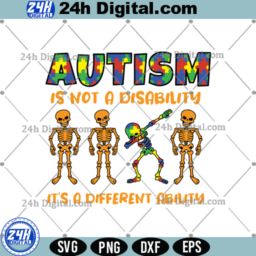 Dabbing Skeleton Autism Svg