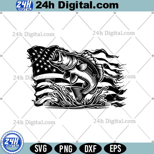 USA Flag Fishing SVG