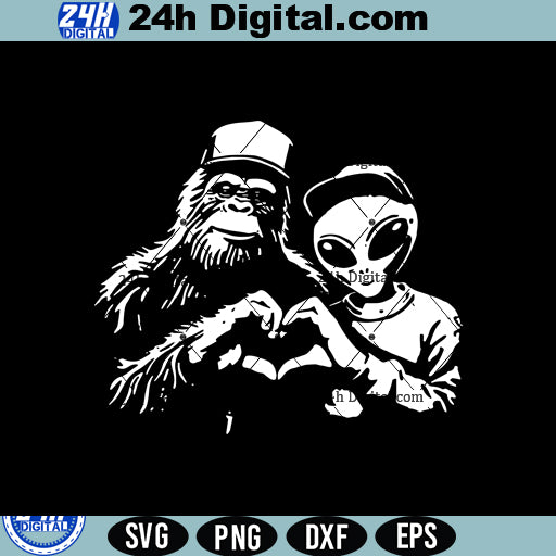 Bigfoot and Alien Svg