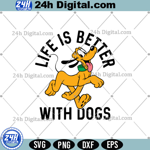 Pluto Life is Better with Dogs SVG, PNG DXF for Cricut & Silhouette