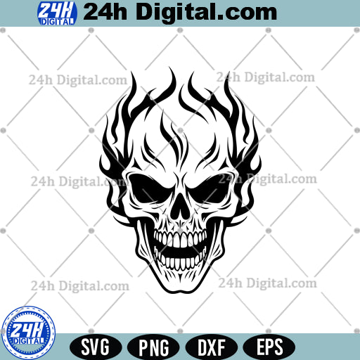 Skull with flames Svg