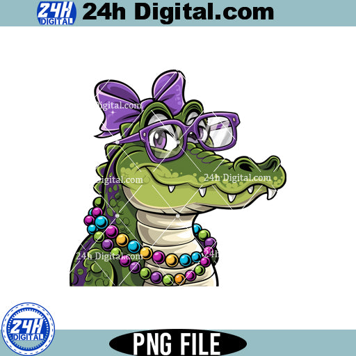 Mardi Gras Gator PNG