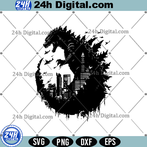 Godzilla silhouette SVG, Godzilla Shirt Svg, Instant Download