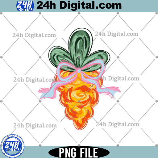 Preppy Easter Png, Hand Draw Carrot Png for Instant Download