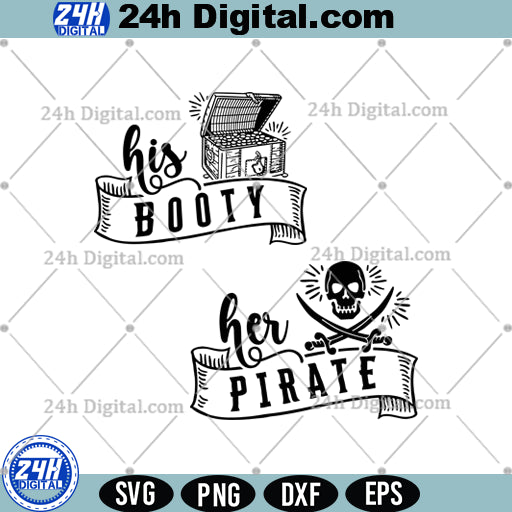 Her Pirate His Booty Svg Png