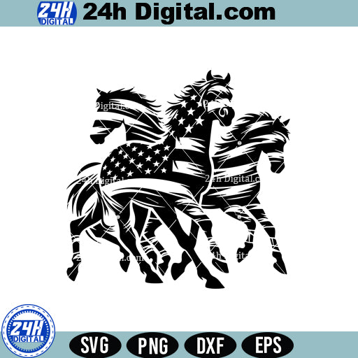 American Flag Horse Svg