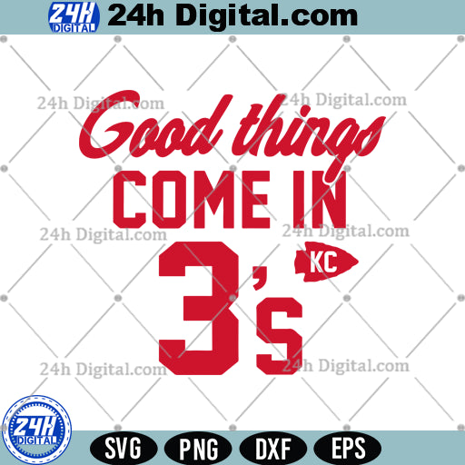 KC Good Things Come In 3's Svg, Shi3fs Svg, Cricut & Silhouette