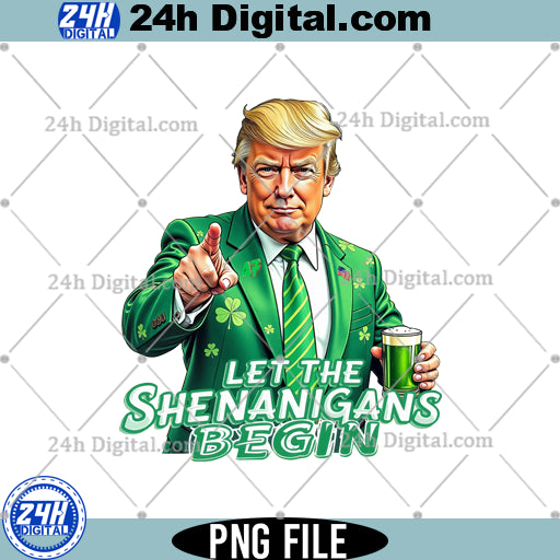 Trump St Pattys Png, Funny Irish Shenanigans PNG for Instant Download