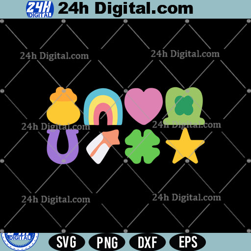 Lucky Shamrocks Rainbow Svg, Irish Day Svg, Instant Download