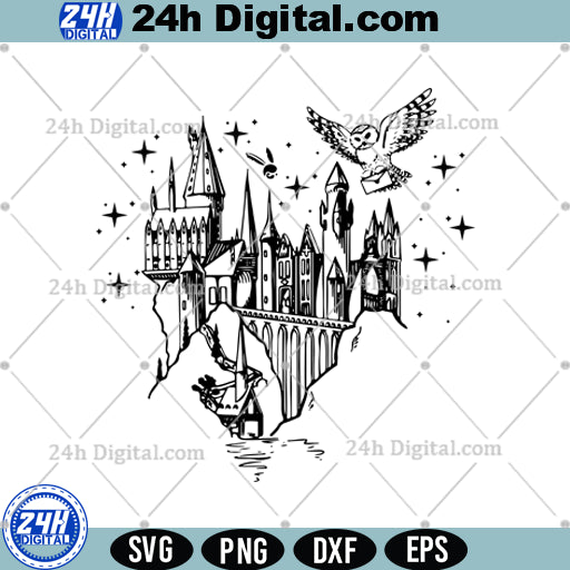 Witchcraft and Wizardry SVG, Fantasy Castle Clipart, Instant Download