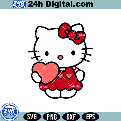 Pink Heart Kawaii Kitty Valentine's Day SVG