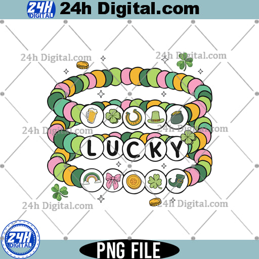 Lucky Charm Bracelet PNG, Friendship Bracelet Clipart, Instant Download