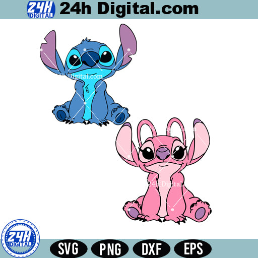 Disney Stitch and Angel Svg